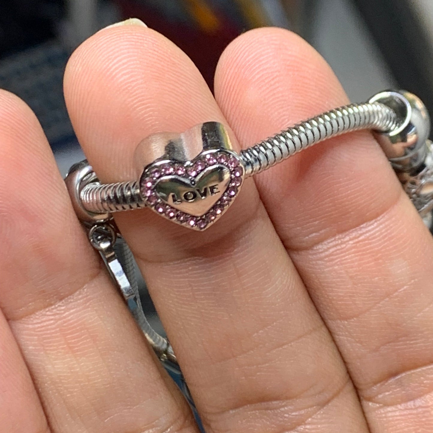 Charm Corazon Love Rosa Brillante