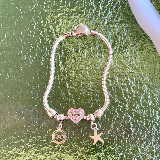 Charm Corazon Love Rosa Brillante