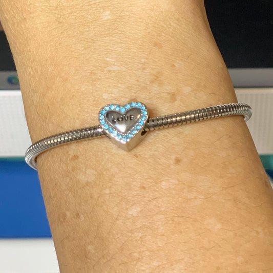 Charm Corazon Love Azul Brillante