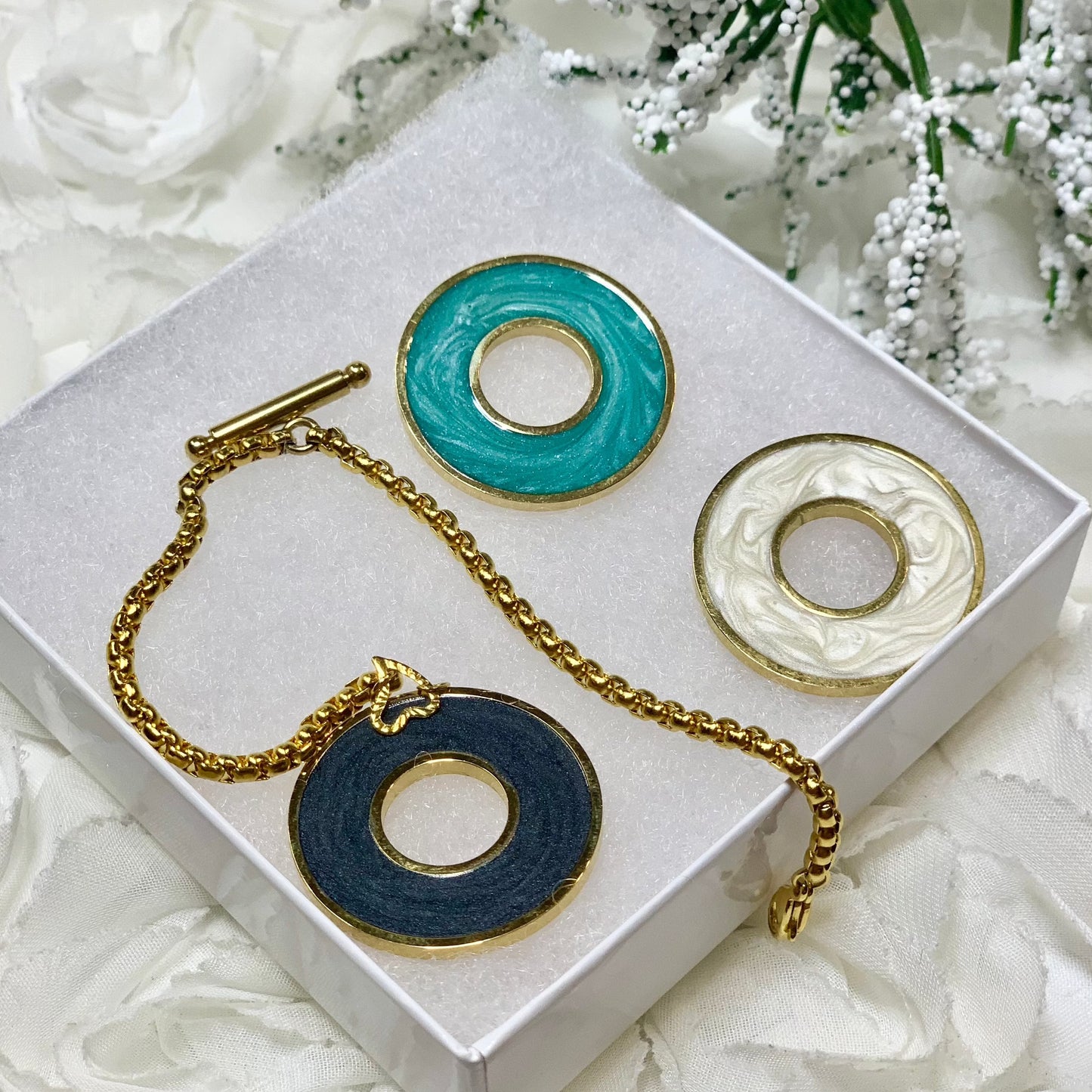 Cadena Dije Intercambiable Blanco Oro 0027