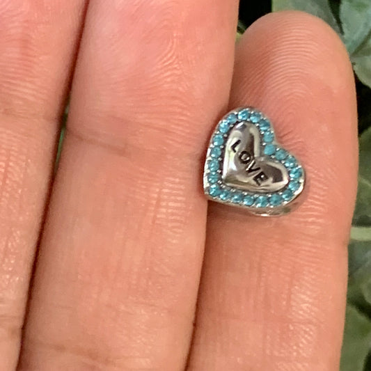 Charm Corazon Love Azul Brillante