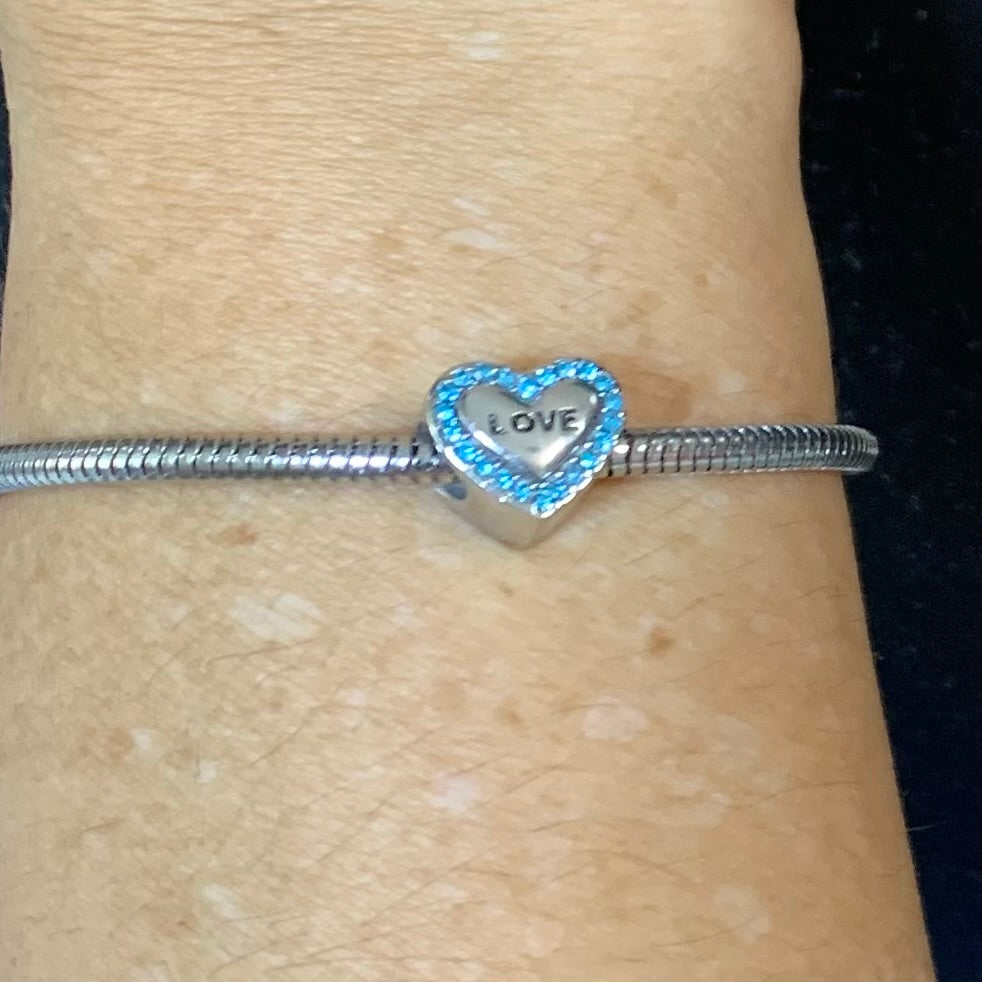 Charm Corazon  Love Azul Brillante