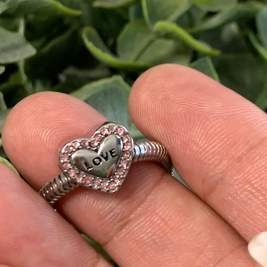 Charm Corazon Love Rosa Brillante